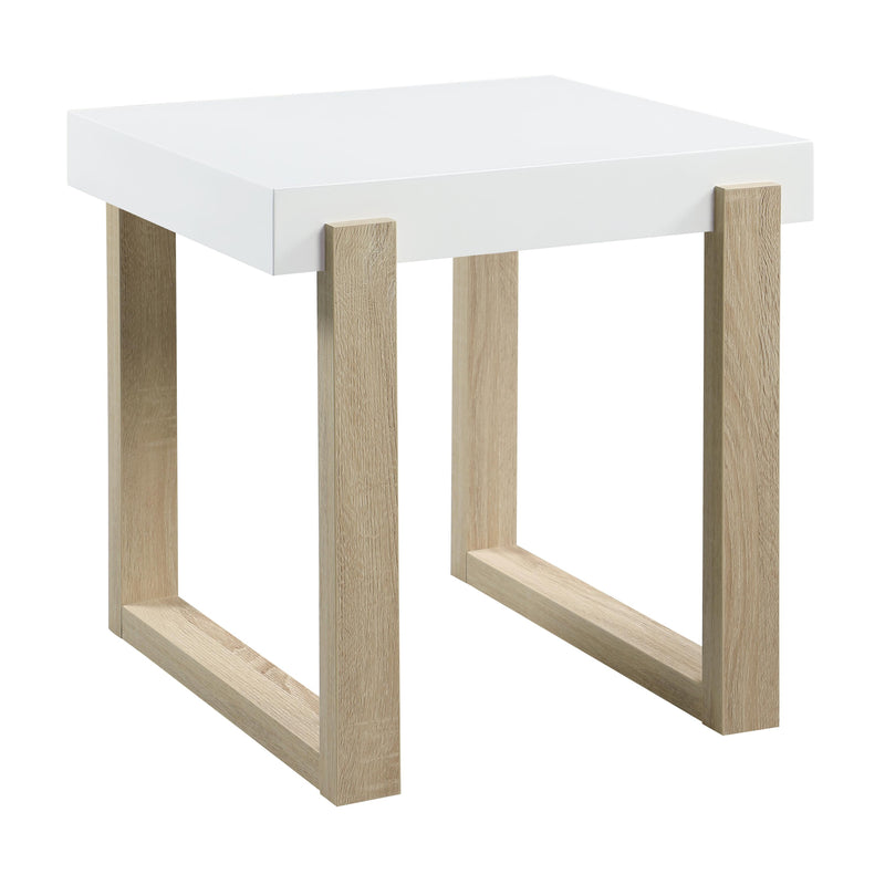  Coaster Furniture Pala 753397 Rectangular End Table - White High Gloss and Natural IMAGE 1