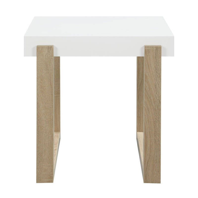  Coaster Furniture Pala 753397 Rectangular End Table - White High Gloss and Natural IMAGE 3