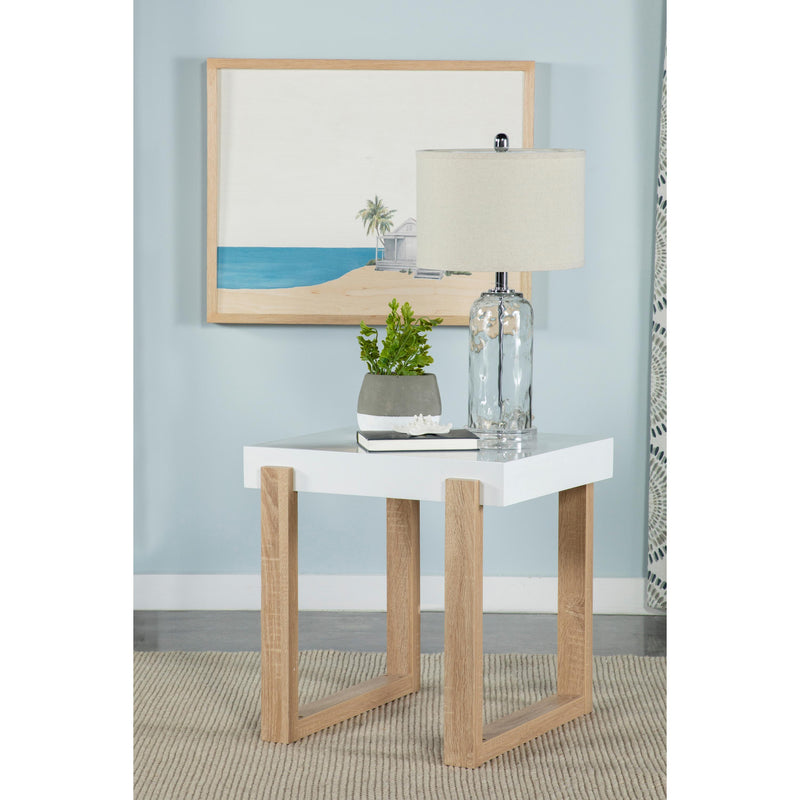  Coaster Furniture Pala 753397 Rectangular End Table - White High Gloss and Natural IMAGE 5