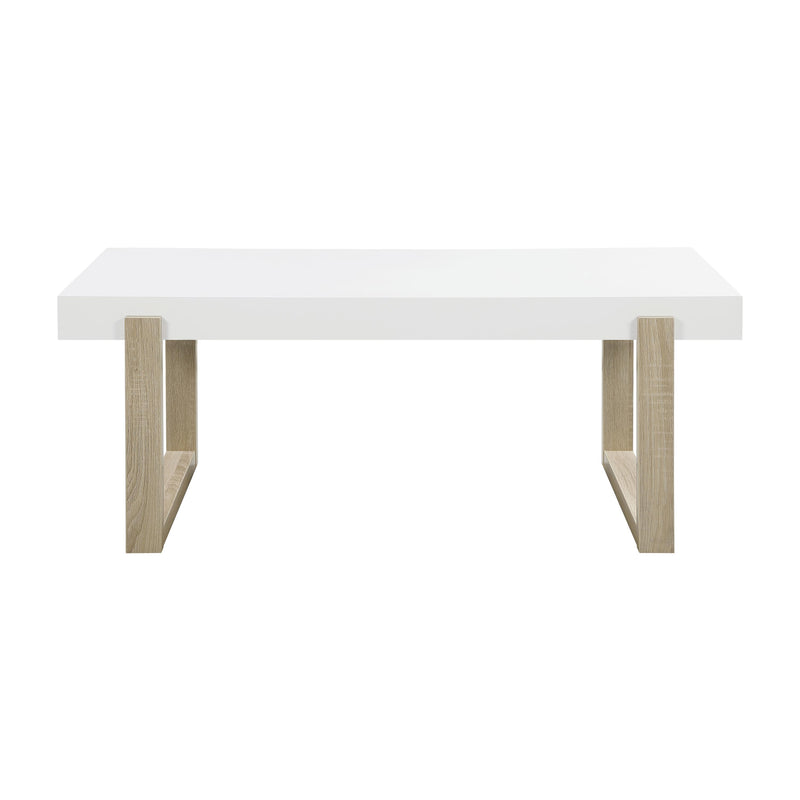  Coaster Furniture Pala 753398 Rectangular Coffee Table - White High Gloss and Natural IMAGE 3