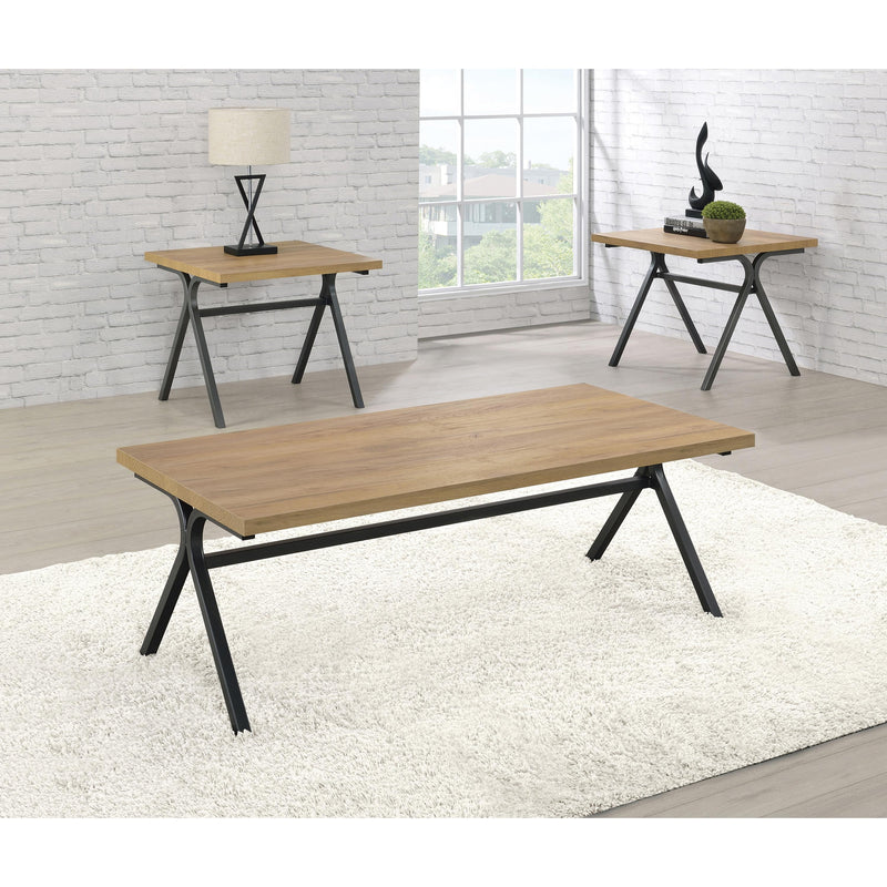  Coaster Furniture Colmar 753424 3-piece Engineered Wood Coffee Table Set - Golden Oak IMAGE 1