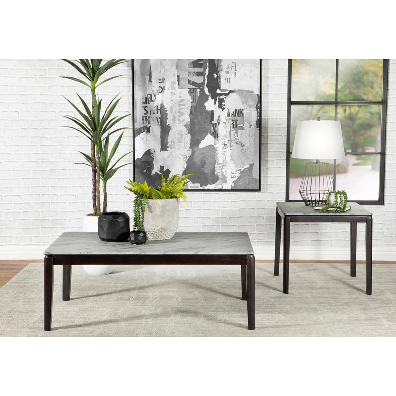  Coaster Furniture Mozzi 753518 Rectangular Faux Marble Coffee Table - Grey and Black IMAGE 2