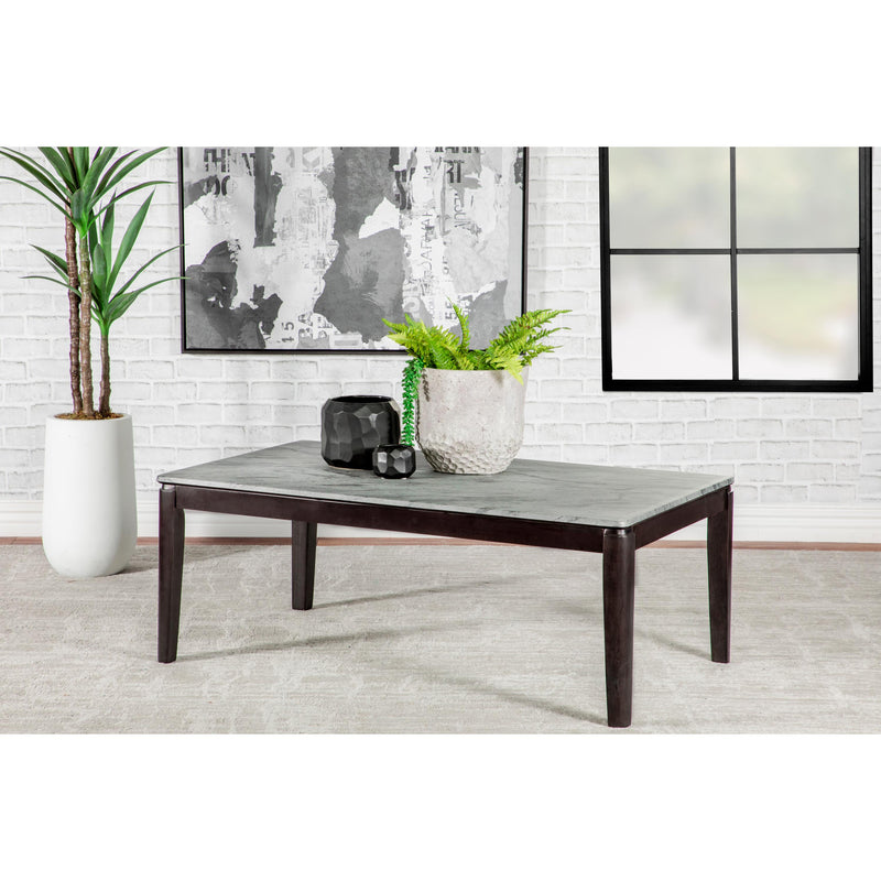  Coaster Furniture Mozzi 753518 Rectangular Faux Marble Coffee Table - Grey and Black IMAGE 6