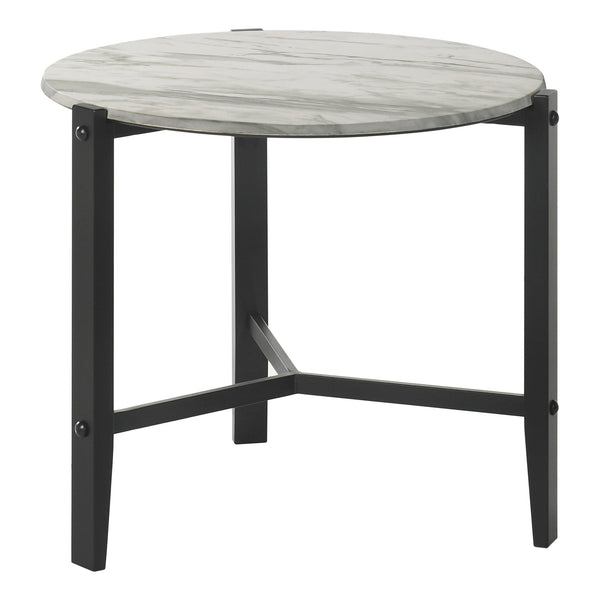  Coaster Furniture Tandi 753537 Round Faux Marble Side End Table - White and Black IMAGE 1