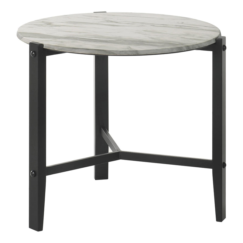  Coaster Furniture Tandi 753537 Round Faux Marble Side End Table - White and Black IMAGE 1