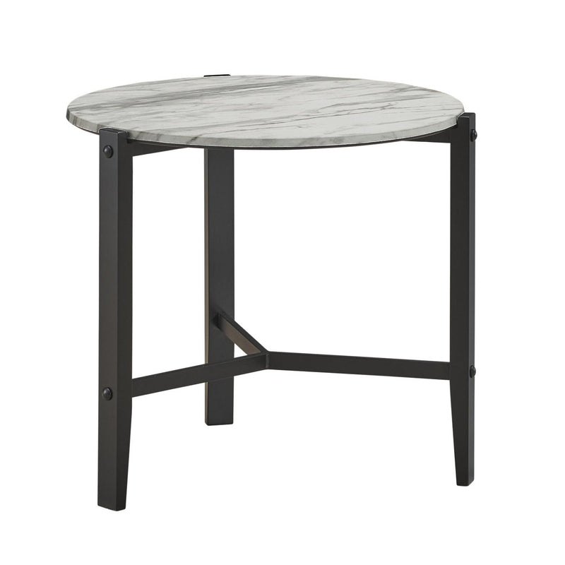  Coaster Furniture Tandi 753537 Round Faux Marble Side End Table - White and Black IMAGE 3