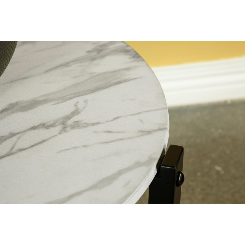  Coaster Furniture Tandi 753537 Round Faux Marble Side End Table - White and Black IMAGE 5
