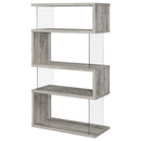  Coaster Furniture Emelle 802340 63-inch 4-shelf Glass Panel Bookshelf - Grey Driftwood IMAGE 6
