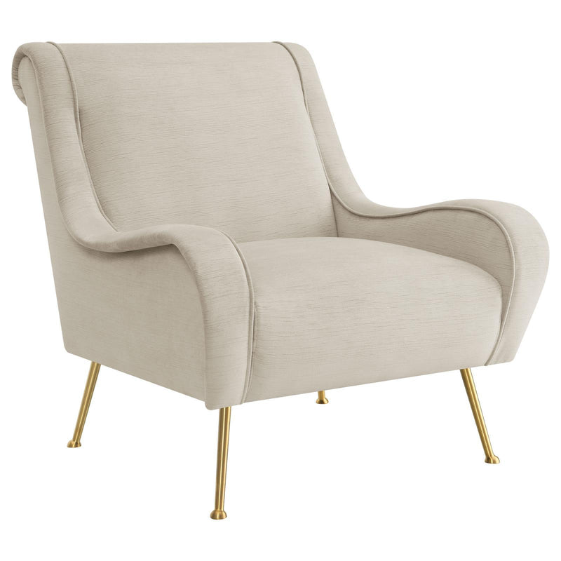  Coaster Furniture Ricci 903043 Upholstered Saddle Arm Accent Chair - Stone IMAGE 1