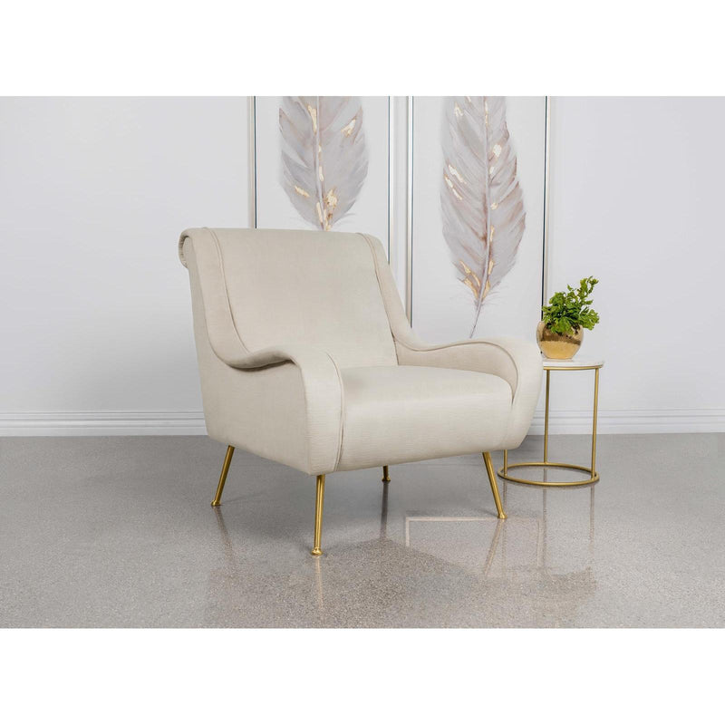 Coaster Furniture Ricci 903043 Upholstered Saddle Arm Accent Chair - Stone IMAGE 2