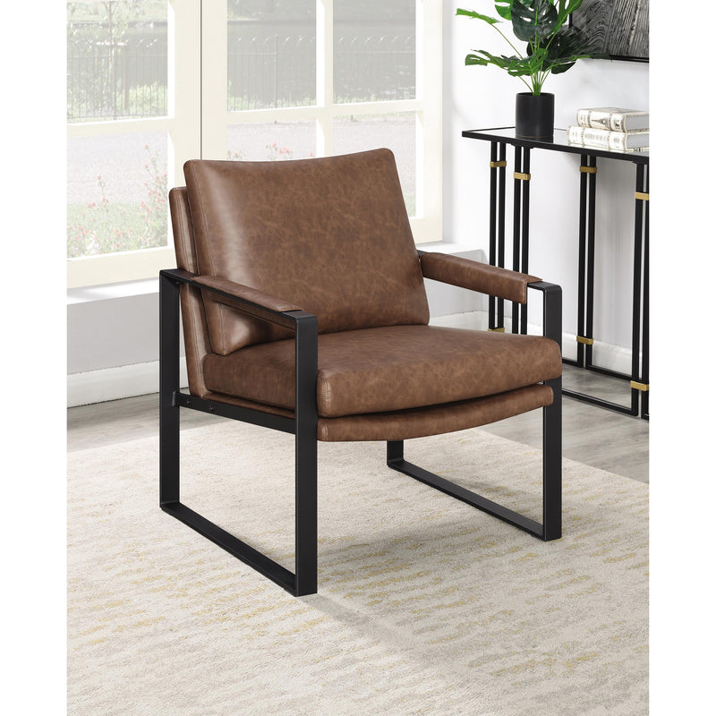 Coaster Furniture Rosalind 904112 Upholstered Track Arm Accent Chair - Brown IMAGE 2