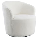  Coaster Furniture Joyce 905633 Upholstered Barrel Back Swivel Chair - White IMAGE 1