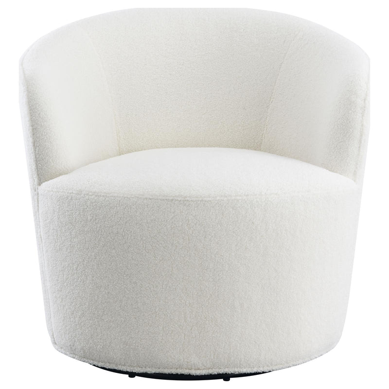  Coaster Furniture Joyce 905633 Upholstered Barrel Back Swivel Chair - White IMAGE 3