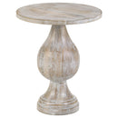  Coaster Furniture Dianella 915107 Round Pedestal Base Accent Side Table - White Washed IMAGE 1