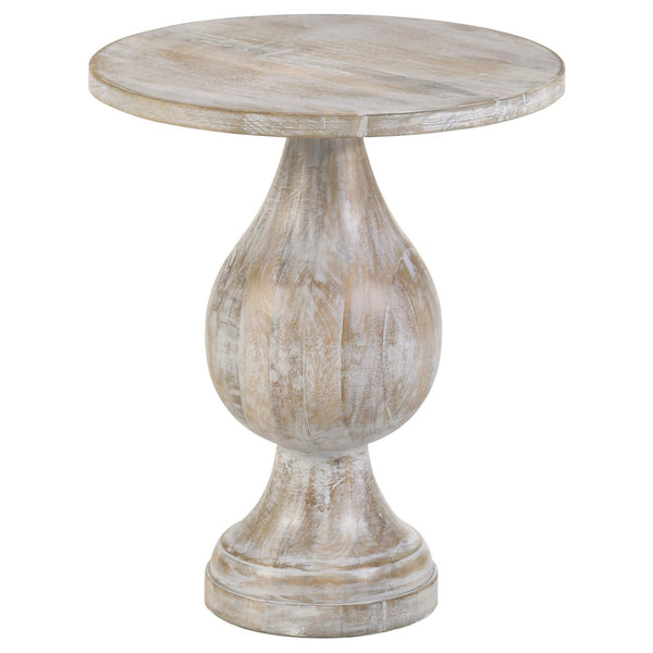 Coaster Furniture Dianella 915107 Round Pedestal Base Accent Side Table - White Washed IMAGE 1