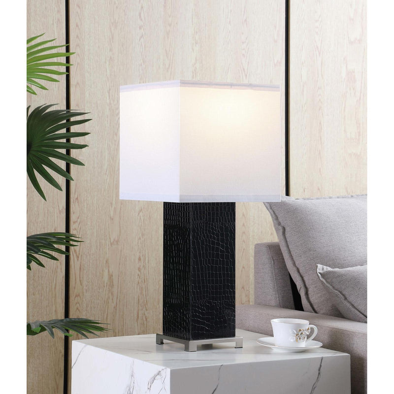  Coaster Furniture Bridle 920204 25-inch Square Shade Faux Crocodile Table Lamp - Black IMAGE 2
