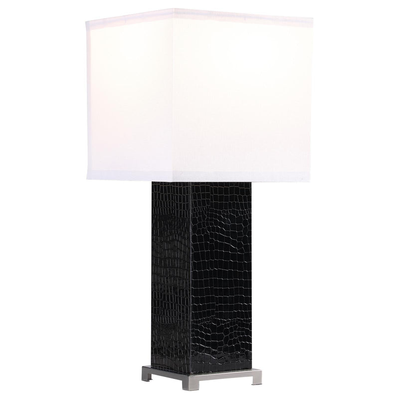  Coaster Furniture Bridle 920204 25-inch Square Shade Faux Crocodile Table Lamp - Black IMAGE 3