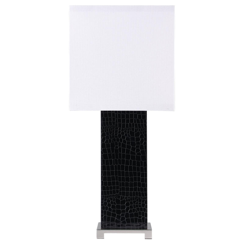  Coaster Furniture Bridle 920204 25-inch Square Shade Faux Crocodile Table Lamp - Black IMAGE 4