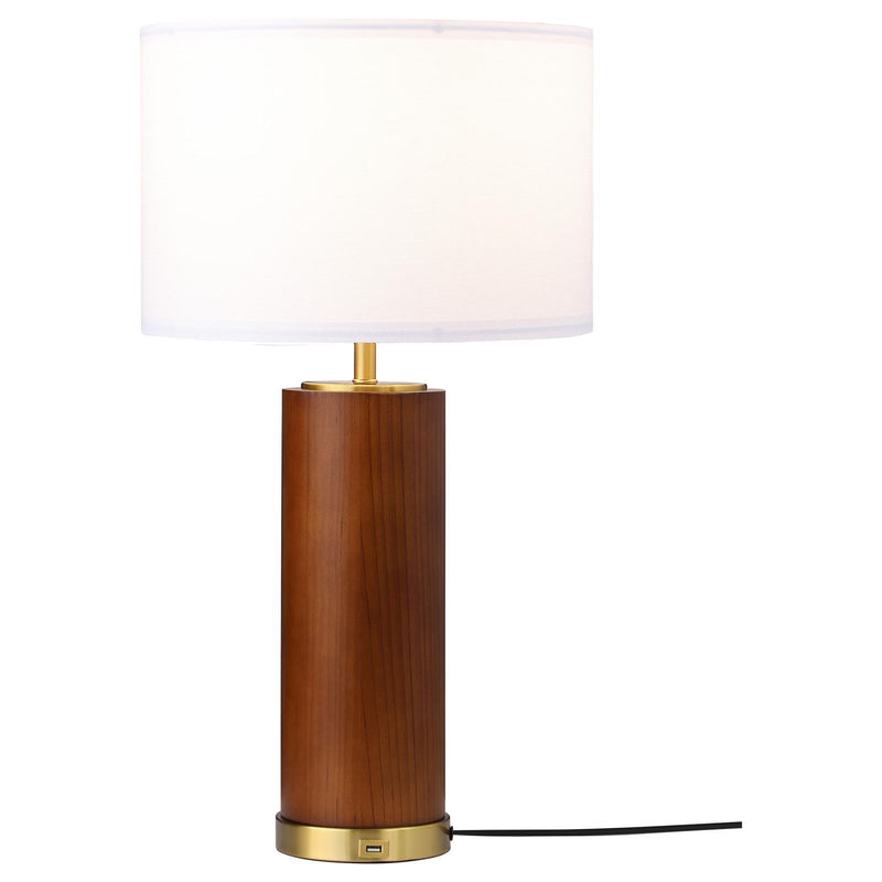  Coaster Furniture Aziel 920209 28-inch Drum Shade Wood Frame Table Lamp - Cappuccino IMAGE 3