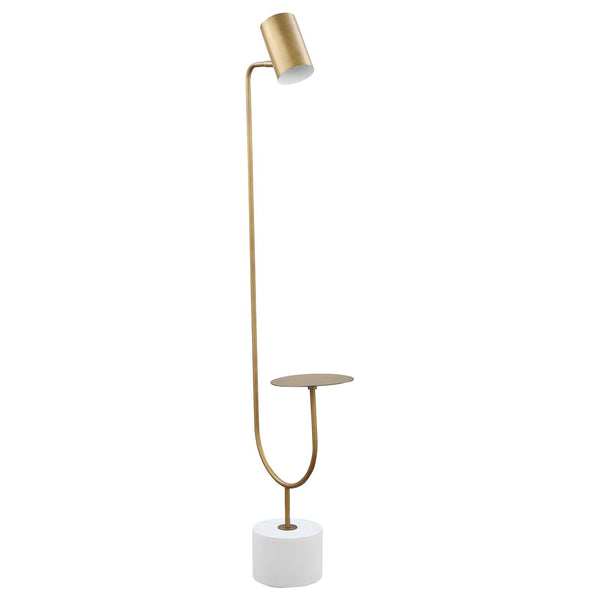  Coaster Furniture Jodie 923309 55-inch Adjustable Floor Lamp Side Table - Antique Brass IMAGE 1