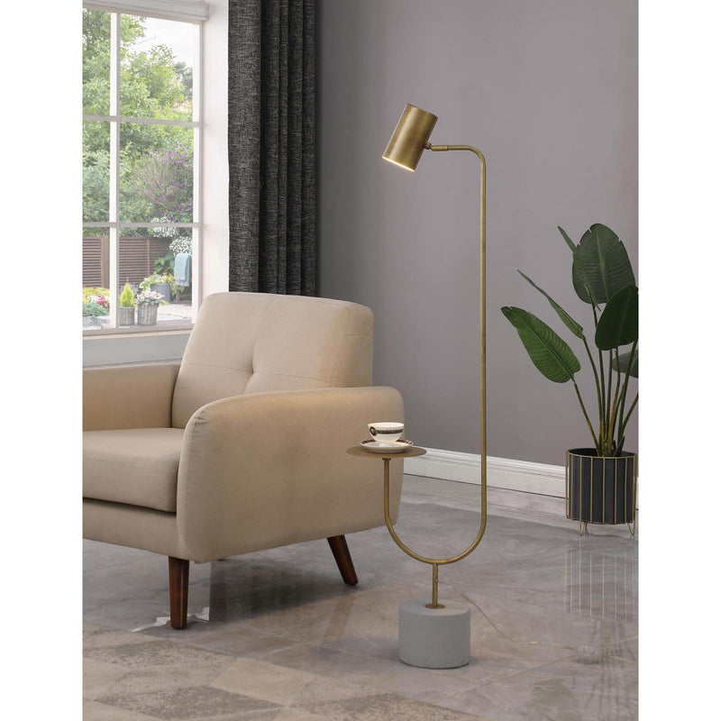  Coaster Furniture Jodie 923309 55-inch Adjustable Floor Lamp Side Table - Antique Brass IMAGE 2