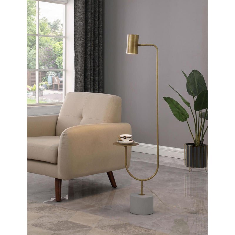  Coaster Furniture Jodie 923309 55-inch Adjustable Floor Lamp Side Table - Antique Brass IMAGE 3