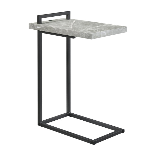  Coaster Furniture Maxwell 931129 C-shaped Side Table USB Charging - Grey Faux Marble IMAGE 1