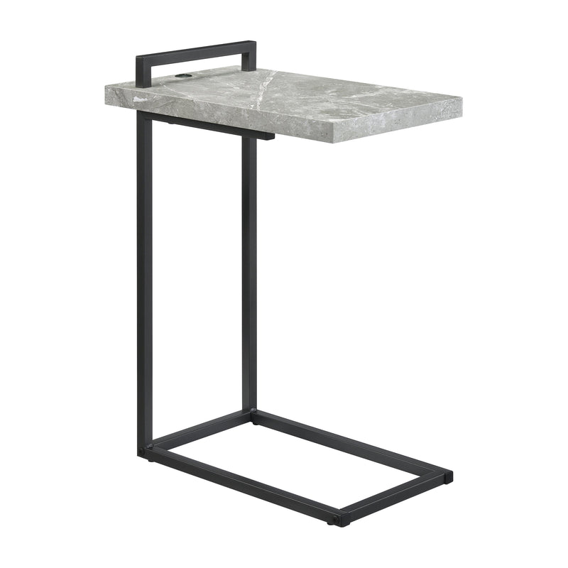  Coaster Furniture Maxwell 931129 C-shaped Side Table USB Charging - Grey Faux Marble IMAGE 1