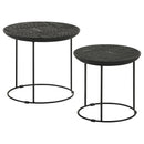  Coaster Furniture Loannis 935842 2-piece Round Mango Wood Nesting Table - Matte Black IMAGE 1