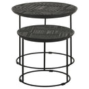  Coaster Furniture Loannis 935842 2-piece Round Mango Wood Nesting Table - Matte Black IMAGE 3