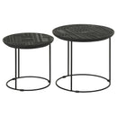  Coaster Furniture Loannis 935842 2-piece Round Mango Wood Nesting Table - Matte Black IMAGE 4