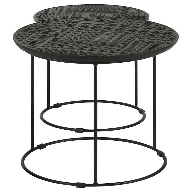  Coaster Furniture Loannis 935842 2-piece Round Mango Wood Nesting Table - Matte Black IMAGE 5