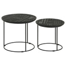  Coaster Furniture Loannis 935842 2-piece Round Mango Wood Nesting Table - Matte Black IMAGE 6