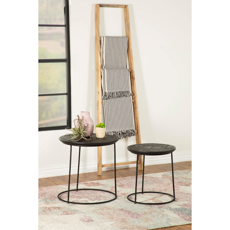  Coaster Furniture Loannis 935842 2-piece Round Mango Wood Nesting Table - Matte Black IMAGE 7