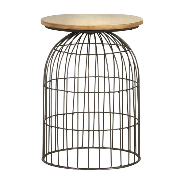  Coaster Furniture Bernardo 935860 Round Wire Frame Side Table - Natural and Gunmetal IMAGE 1
