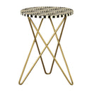  Coaster Furniture Xenia 935878 Round Bone Inlay Accent Side Table - White and Gold IMAGE 1