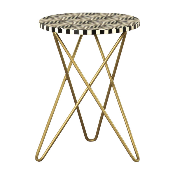  Coaster Furniture Xenia 935878 Round Bone Inlay Accent Side Table - White and Gold IMAGE 1