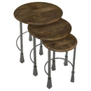  Coaster Furniture Deja 935971 3-piece Round Nesting Table Set - Natural and Gunmetal IMAGE 2