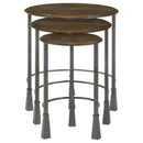  Coaster Furniture Deja 935971 3-piece Round Nesting Table Set - Natural and Gunmetal IMAGE 3