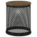  Coaster Furniture Aurora 935990 Round Drum Base Accent Side Table - Natural and Black IMAGE 1