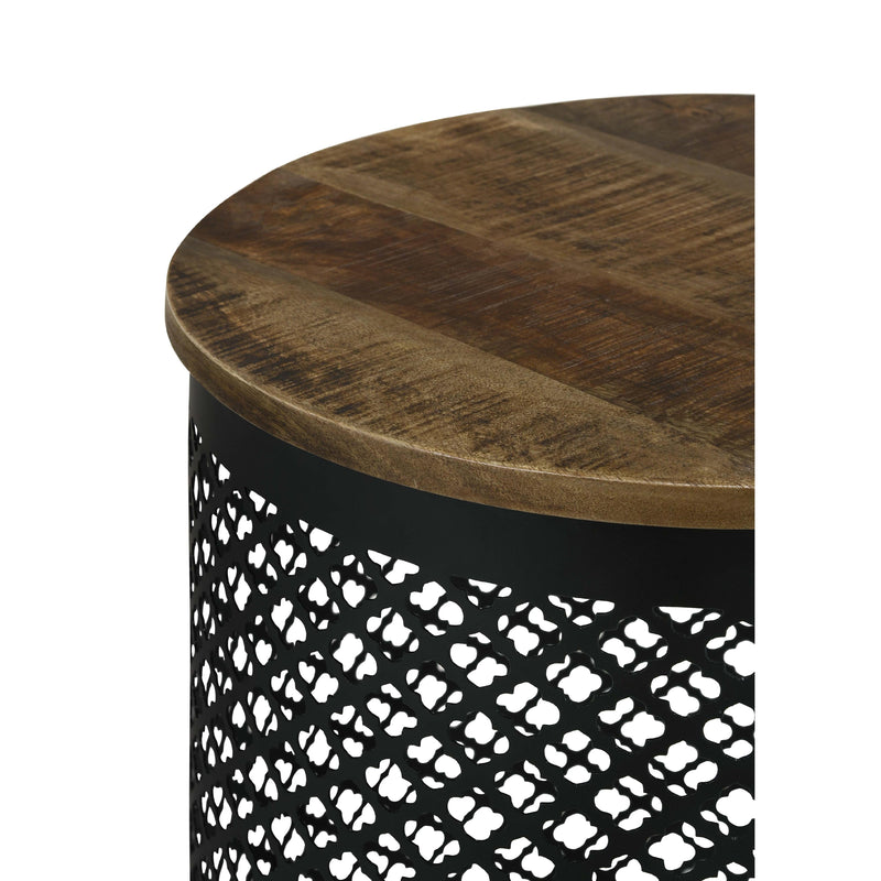  Coaster Furniture Aurora 935990 Round Drum Base Accent Side Table - Natural and Black IMAGE 5