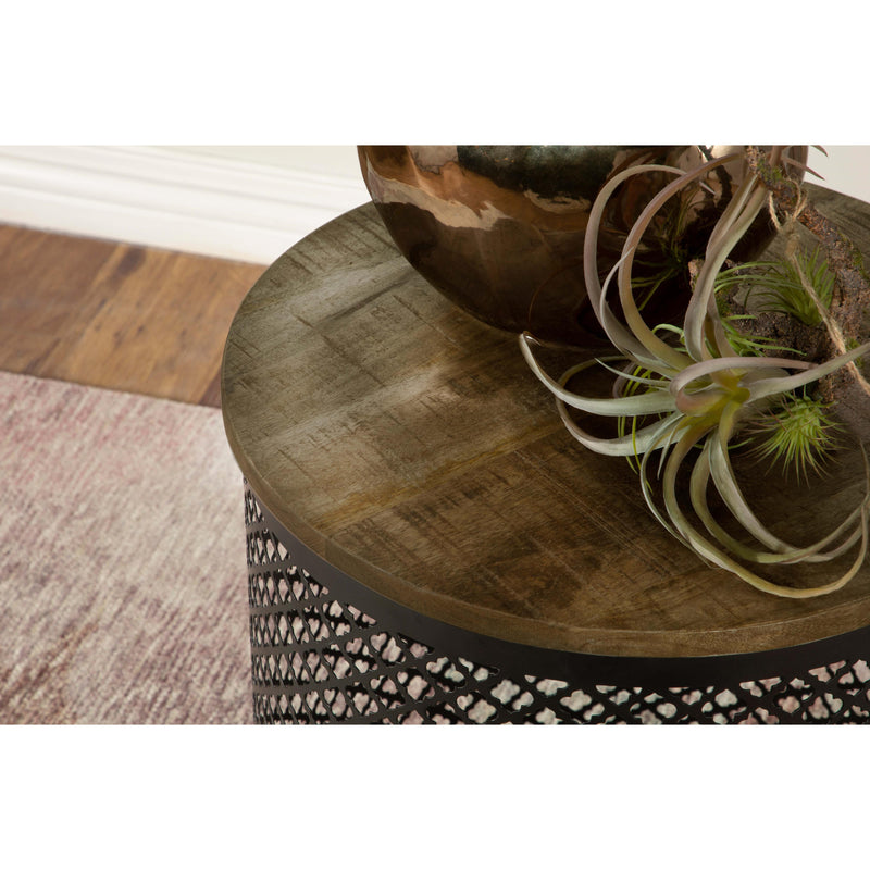  Coaster Furniture Aurora 935990 Round Drum Base Accent Side Table - Natural and Black IMAGE 6