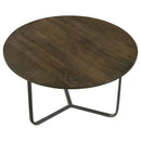  Coaster Furniture Yaritza 935995 Round Mango Wood Coffee Table - Natural and Gunmetal IMAGE 2