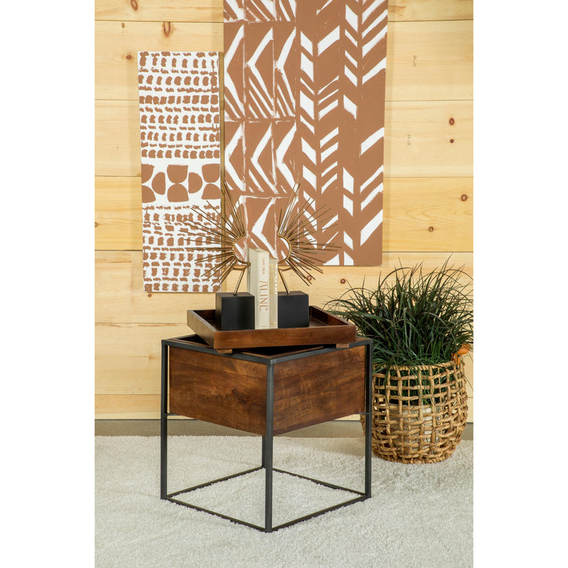  Coaster Furniture Ondrej 936007 Square Accent Side Table Removable Tray - Dark Brown IMAGE 2