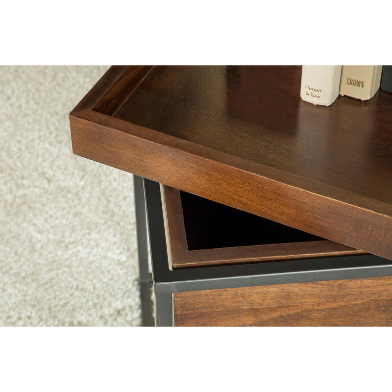  Coaster Furniture Ondrej 936007 Square Accent Side Table Removable Tray - Dark Brown IMAGE 3
