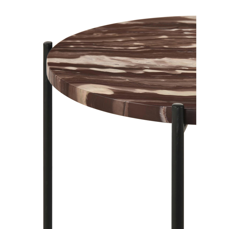  Coaster Furniture Latifa 936010 Round Marble Top Accent Side Table - Red and Black IMAGE 5