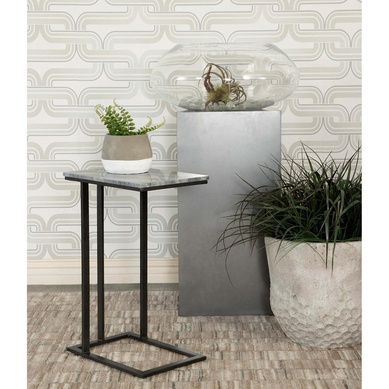  Coaster Furniture Vicente 936034 Marble Top C-Shaped Sofa Side Table - Grey IMAGE 2