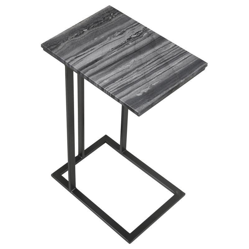  Coaster Furniture Vicente 936034 Marble Top C-Shaped Sofa Side Table - Grey IMAGE 3