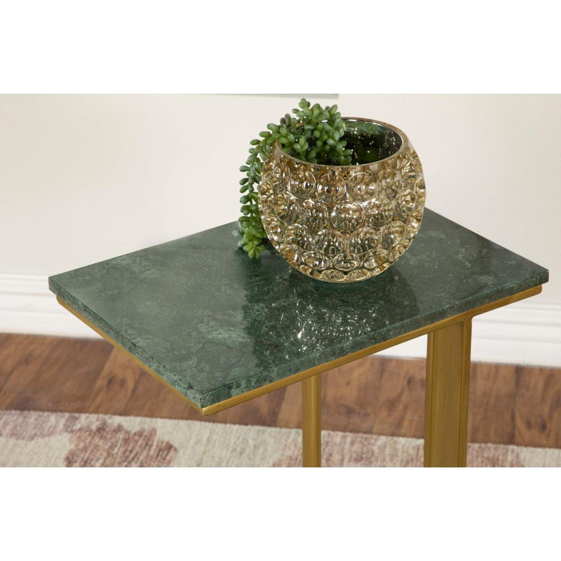  Coaster Furniture Vicente 936035 Marble Top C-Shaped Sofa Side Table - Green IMAGE 12