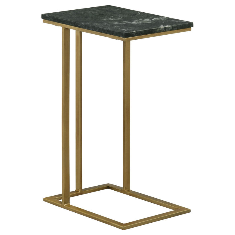  Coaster Furniture Vicente 936035 Marble Top C-Shaped Sofa Side Table - Green IMAGE 1